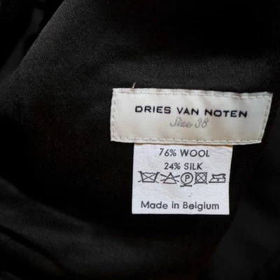 Falda envolvente plisada de lana y seda marrón Dries Van Noten, talla 10 Foto 1 de 4