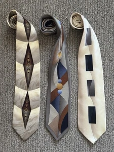 Men's 100% Silk Ties Vintage Look Mid Century Modern Ties OTTIMO UOMO - Picture 1 of 11