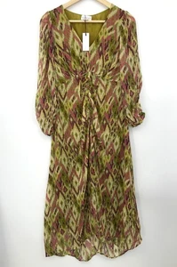 Velvet by Graham & Spencer Cailey Ruched Midi Dress Natural Size Small NEW - Picture 1 of 8
