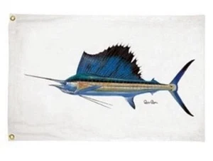 Taylor Made #1949 Carey Chen 24" x 36" Nylon "Sailfish" Offshore Fishing Flag - Picture 1 of 4