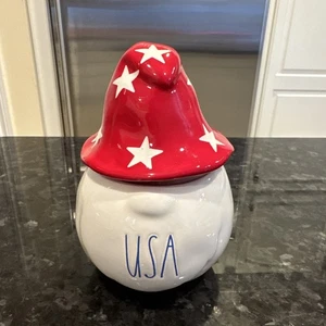 Rae Dunn USA Wichtel 4. Juli patriotischer Zauberer Stern Hut Keramikfigur nicht mehr produziert - Bild 1 von 5
