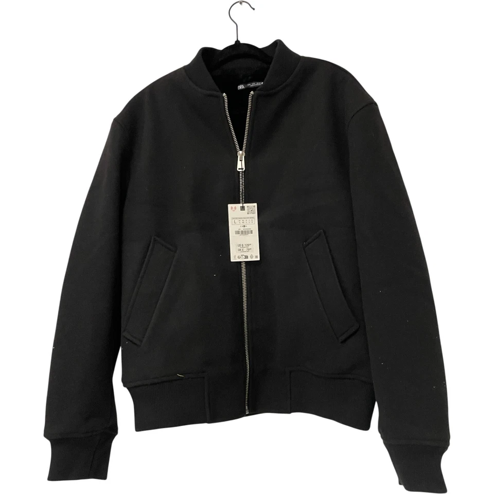 Chaqueta Bomber Zara Para Hombre Grande L Negra Combinada Cremallera Completa Manga Larga 5070/320 Nueva Con Etiquetas Foto 1 de 4