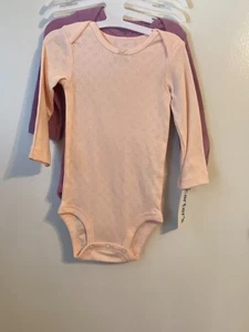 Carter's Baby Girl's 2- Long Sleeve Bodysuits Size:12:Months New - Picture 1 of 4