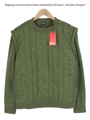 DIESEL S-Holty мужской L хаки пуловер ворота с подкладкой стеганая RRP €225 - Изображение 1 из 4