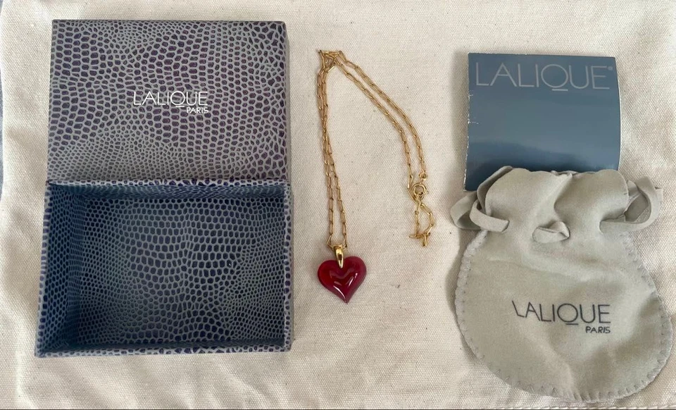 Lalique Heart Pendant Necklace Red Fashion Accessories elegant C665 - Image 1 of 4