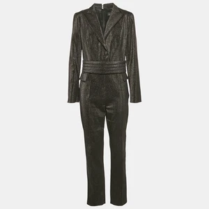 Elisabetta Franchi Tuta Nera Lurex Gabardine Slim Fit L - Foto 1 di 4