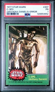 1977 Topps Star Wars C-3PO Goldenrod ERROR Green Series 4 #207 PSA 1 RC RARE - Picture 1 of 2
