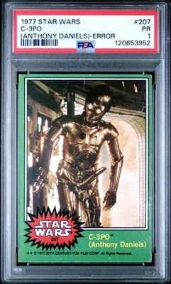 1977 Topps Star Wars C-3PO Goldenrod ERROR Green Series 4 #207 PSA 1 RC RARE - Image 1 of 2