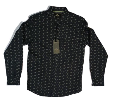MBX Premium Goods Shirt Mens S Black Geometric Peach Poplin Long Sleeve - Image 1 of 4