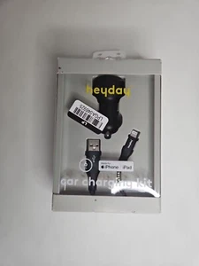 6' 8-Pin For Apple to USB-A Cable 2-Port 3.1A Car Charger - heyday Black - Picture 1 of 4