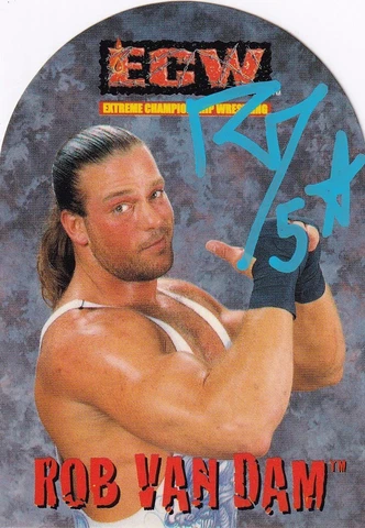 Rob Van Dam RVD Signed 2000 ECW Action Figure Sticker Trading Card #25 WWE HOF Cover