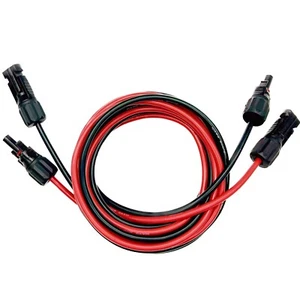 Black Red 10 AWG Solar Panel Extension Cable Silicone Flexible Wire Connectors - Picture 1 of 5