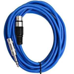 25 Foot Blue XLR Female to TRS Patch Cables PA DJ Cords XLRF to 1/4" - Picture 1 of 3