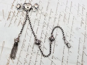 silver Albertina Tassel pocket watch chain and Gold Silver fob 19 gram - Picture 1 of 11