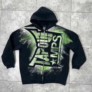 TAPOUT MPS Vintage y2k All Over Stampa Felpa con Cappuccio Zip Giacca Goth Grunge 2XL - Foto 1 di 20