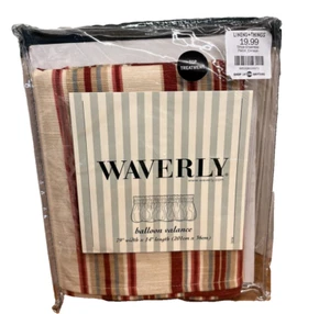 Crimson Stripe Waverly Balloon Valance Ensemble - NEW - Picture 1 of 6