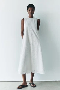 NUEVO CON ETIQUETAS VESTIDO MIDI BORDADO ZARA COLECCIÓN ZW S $109 - Imagen 1 de 10