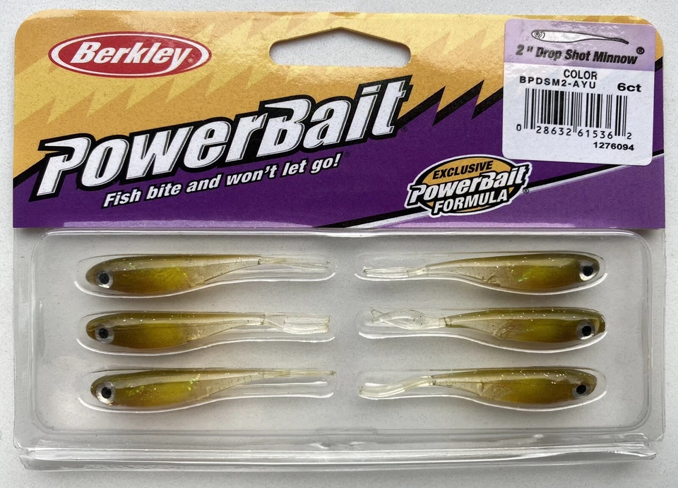 Berkley Powerbait Drop Shot Minnow 2" 5cm 6-Stück AYU Gummifisch V-Tail - Bild 1 von 1
