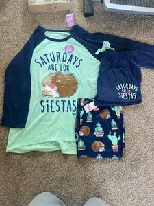 NWT - Justice 3 Piece Hedgehog & Cactus Pajama Set (Size 16/18) - Picture 1 of 1