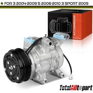 A/C Compressor w/ 5-Groove Pulley & Clutch for Mazda 3 2004-2009 5 06-10 3 Sport - Picture 1 of 8