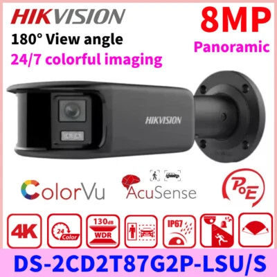 Hikvision DS-2CD2T87G2P-LSU/SL 4K ColorVu Panoramic 180 8MP Bullet PoE IP Camera - Image 1 of 4