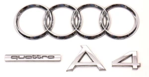 Rear Trunk Badge Emblem Set  02-05 Audi A4 B6 Quattro Sedan Convertible Genuine - Picture 1 of 2