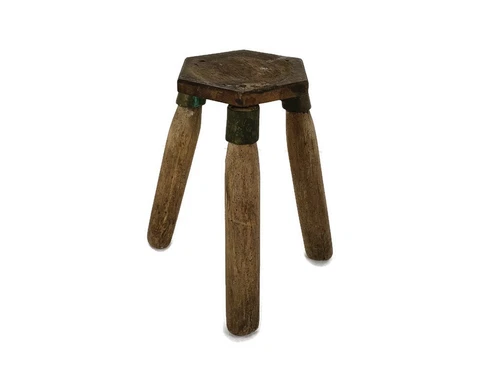 Milking stool Antique, wood, Iron, extremely rare, stool, pedestal, plant stand Cover