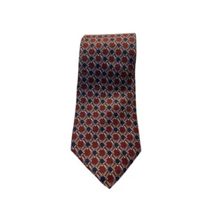 Saks Fifth Avenue Geometric Pattern Silk Tie Red Blue Classic Menswear Z-11 - Picture 1 of 6