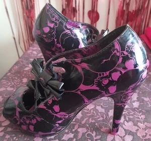 Zapatos puño hierro calavera rasgada 3 arco plataforma zapatos talla 3 - Imagen 1 de 5