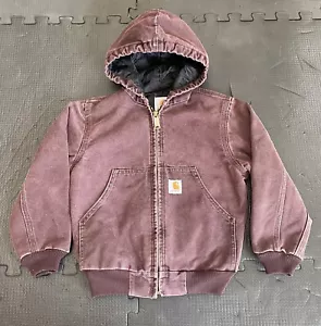Carhartt Hooded Full Zip Jacket Canvas Y06BRG Burgundy Size S Youth - Picture 1 of 10