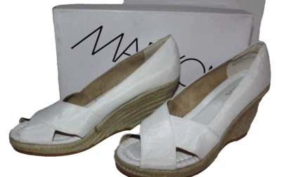 Zapato alpargata Markon para mujer 10 M Glo blanco aspecto seda tela lisa tacón de yute Foto 1 de 4