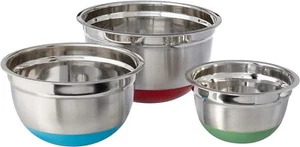 Brand New Stainless Steel Baking Mixing Bowls with Non-Skid Base, Set of 3 - Picture 1 of 2