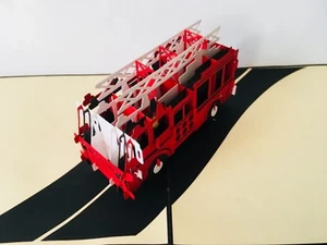Feuerwehrauto, 3D-Klappkarte, Pop-up Karte, Glückwunschkarte, Grußkarte - Bild 1 von 4