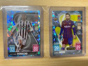 MATCH ATTAX 2021/22 CHAMPIONS LEAGUE CRYSTAL MESSI & RONALDO CRYSTAL CARDS- RARE - Picture 1 of 2