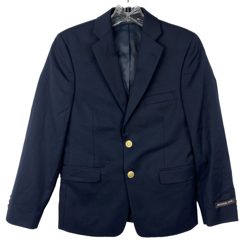 Giacca tuta Michael Kors ragazzo lana 12 R blu navy cappotto sportivo NUOVO