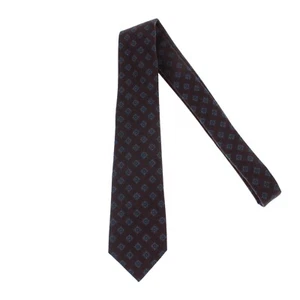 Kiton NWOT 100% Wool Seven Fold Neck Tie in Brown with Blue/Orange Shapes - Picture 1 of 9