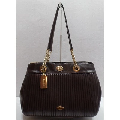 Coach 22751 Edie Brass Chain Turnkey Quilted Shoulder Satchel Handbag H043 - Image 1 of 4