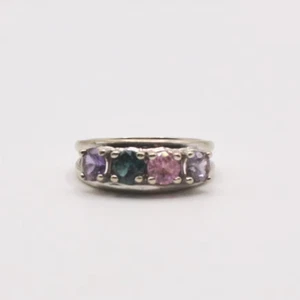 Vintage 10K White Gold Multicolor Mothers Amethyst Pink quartz ring size 6.5 - Picture 1 of 4