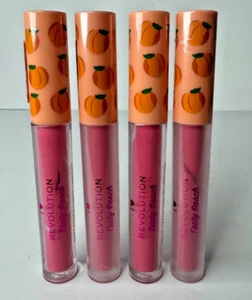Nuevo Juego de Vinilos Revolution 4 Piezas Sabroso Lápiz Labial Líquido Melocotón en Melocotón Bakewell - Imagen 1 de 3