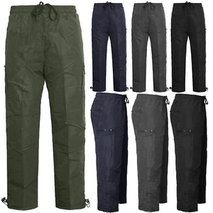 MENS FLEECE LINED THERMAL TROUSERS ELASTICATED WAIST WINTER CASUAL CARGO PANTS - Picture 1 of 13