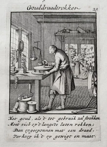 Gioielli orafi oro filo oro catena professione antica incisione su rame Luyken 1717 - Foto 1 di 1