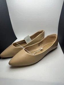 A New Day Shoes Bow Ballet Flat Shoe Beige Tan Slip On Shoes - Picture 1 of 5