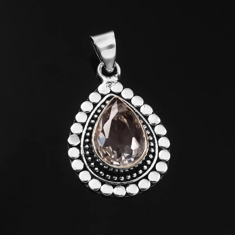 Colgante Cruz Joyería Piedras Preciosas Topacio Blanco Plata de Ley 925 Foto 1 de 1