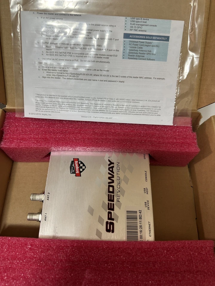 Impinj Speedway Revolution R220 UHF RFID POE Reader (2 Port) IPJ-REV-R220-USA2M - Image 1 of 1