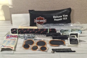 Tire Repair Kit Harley Davidson Motor Cycle Deluxe Travel Bag Plugs And Patches - Picture 1 of 6