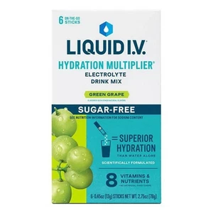 Liquid IV Hydration Multiplier Drink Mix, SF Green Grape 6 Stick Exp 08/2025 - Picture 1 of 2