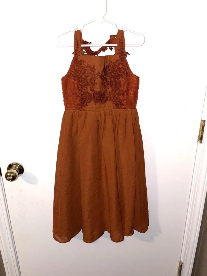 Vestido naranja quemado flor niña niña talla 6 Foto 1 de 1