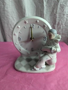 Otagiri Japan Porcelain Clock with Pierrot Clown playing accordion NOT WORKING - Picture 1 of 5