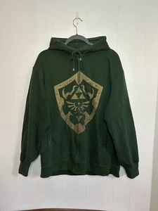 Vintage Y2K 2008 Herren Zelda Videospiel Distressed dunkelgrün Reißverschluss Hoodie Gr. L - Bild 1 von 6