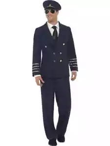 Navy Blue Airline Pilot Captain Costume Uniform Aviator Air Force Flight Crew - Picture 1 of 4